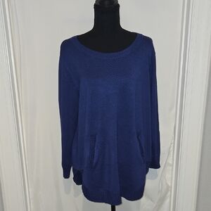 Women's Scoop Neck Sweater - Navy Blue